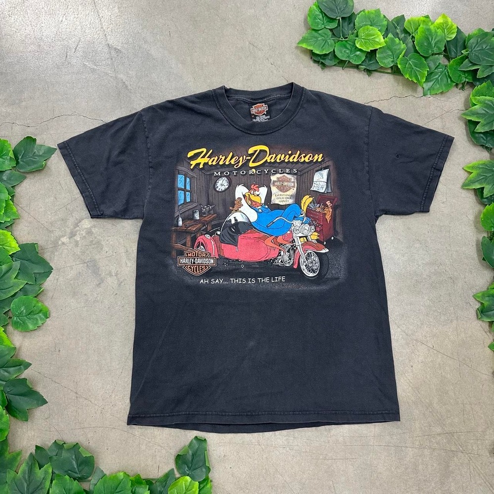 Vintage Harley-Davidson Looney Tunes Foghorn Leghorn Double-Sided Graphic Tee